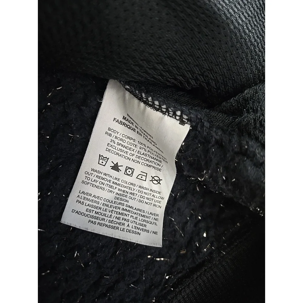 Nike Girls Sherpa Tinsel Jacket Black Gold Sz XL Loose Fit Full Zip Swoosh Logo